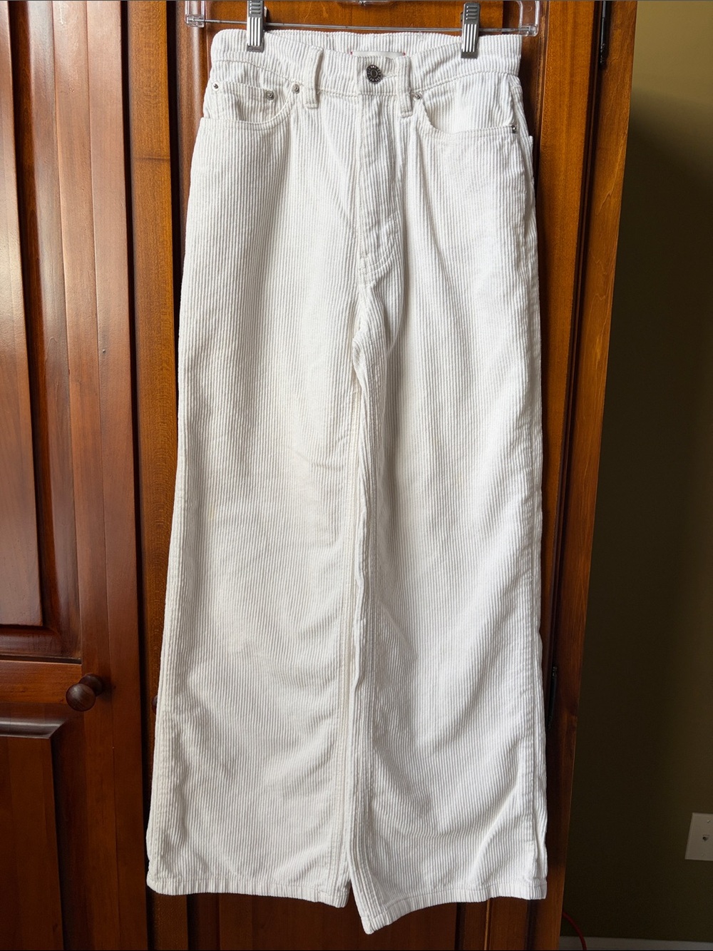BDG White High-Rise Wide-Leg Corduroy Jeans